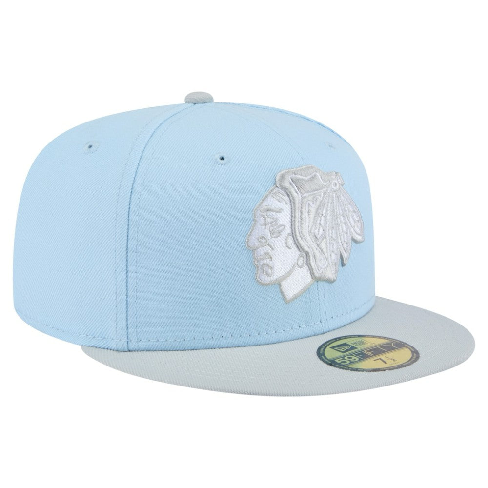 NHL Chicago Blackhawks New Era Color Pack Two-Tone 59FIFTY Fitted Hat - Light Blue/Gray