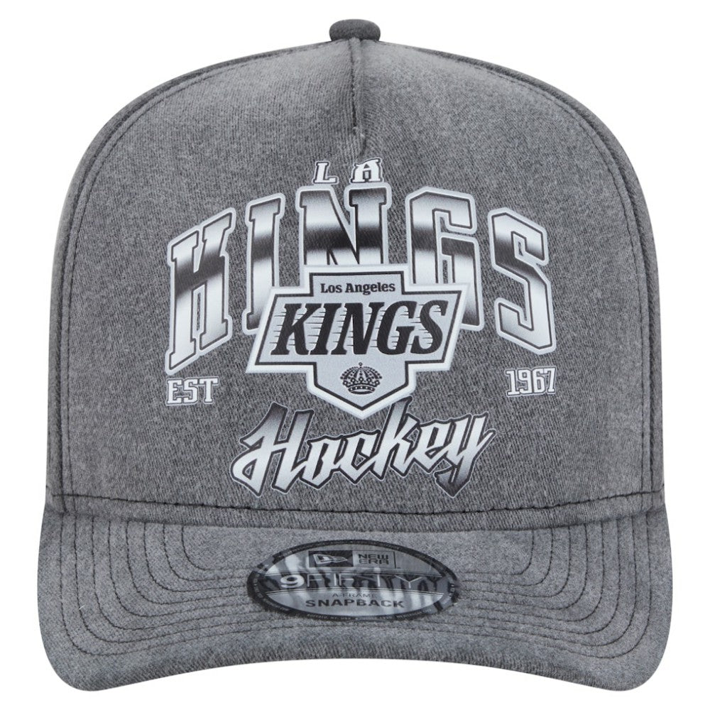 NHL Los Angeles Kings New Era Throwback Washed A-Frame Pre-Curved 9FIFTY Snapback Hat - Charcoal