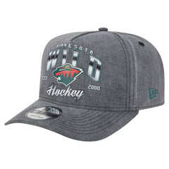 NHL Minnesota Wild New Era Throwback Washed A-Frame Pre-Curved 9FIFTY Snapback Hat - Charcoal