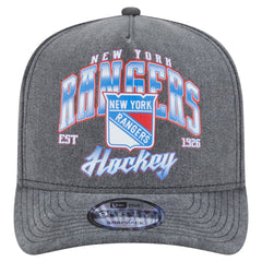 NHL New York Rangers New Era Throwback Washed A-Frame Pre-Curved 9FIFTY Snapback Hat - Charcoal