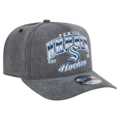 NHL Seattle Kraken New Era Throwback Washed A-Frame Pre-Curved 9FIFTY Snapback Hat - Charcoal