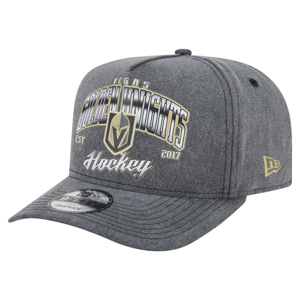 NHL Vegas Golden Knights New Era Throwback Washed A-Frame Pre-Curved 9FIFTY Snapback Hat - Charcoal