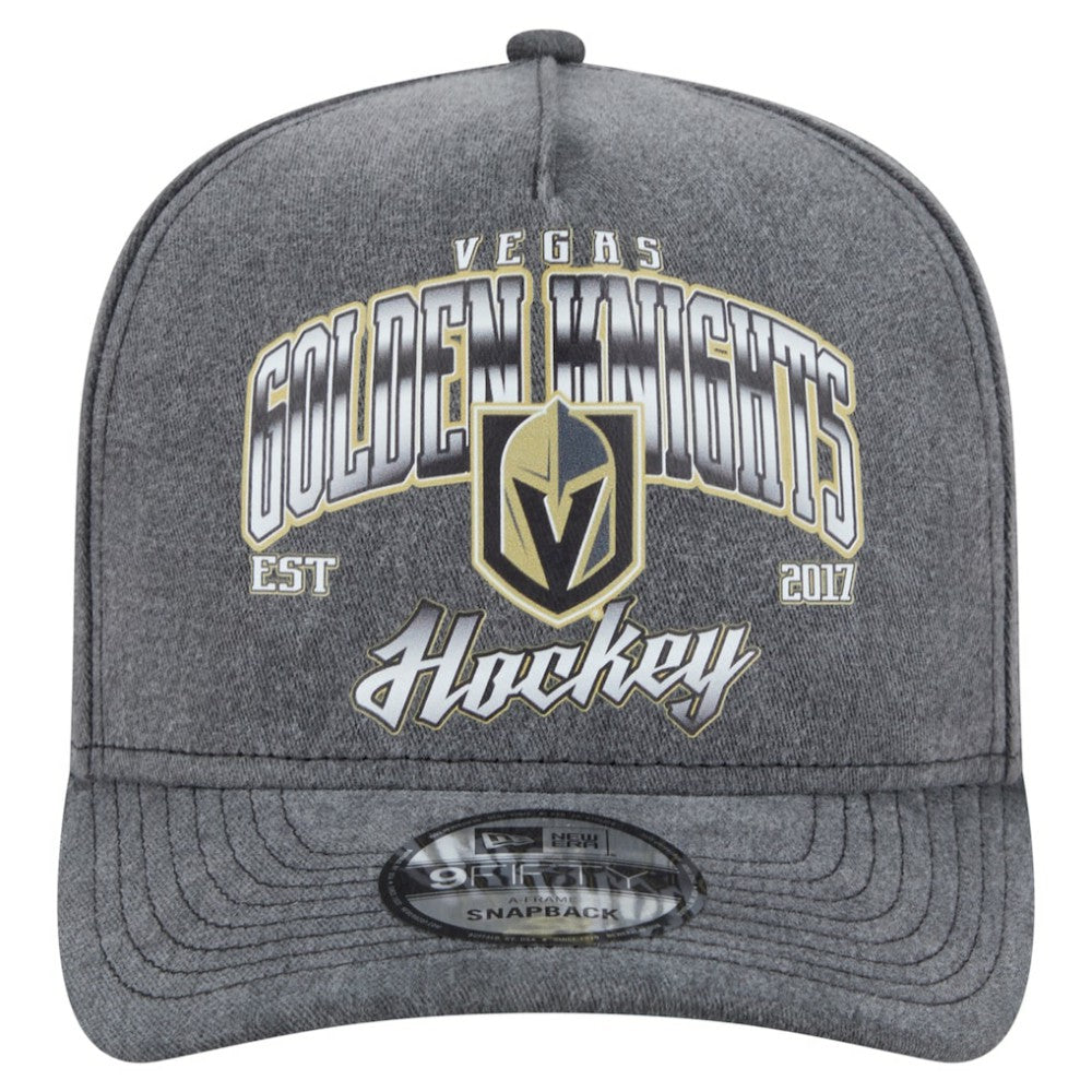 NHL Vegas Golden Knights New Era Throwback Washed A-Frame Pre-Curved 9FIFTY Snapback Hat - Charcoal