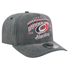 NHL Carolina Hurricanes New Era Throwback Washed A-Frame Pre-Curved 9FIFTY Snapback Hat - Charcoal
