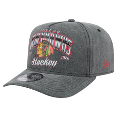 NHL Chicago Blackhawks New Era Throwback Washed A-Frame Pre-Curved 9FIFTY Snapback Hat - Charcoal
