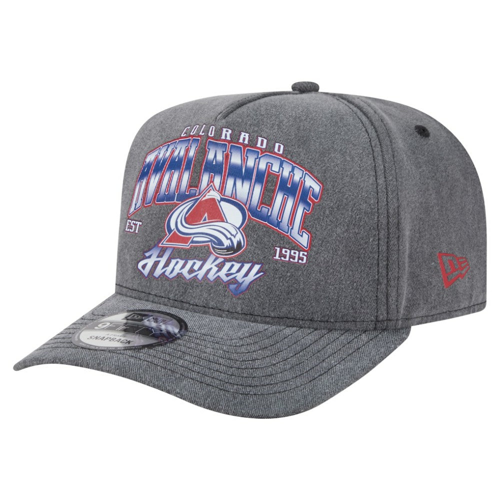 NHL Colorado Avalanche New Era Throwback Washed A-Frame Pre-Curved 9FIFTY Snapback Hat - Charcoal