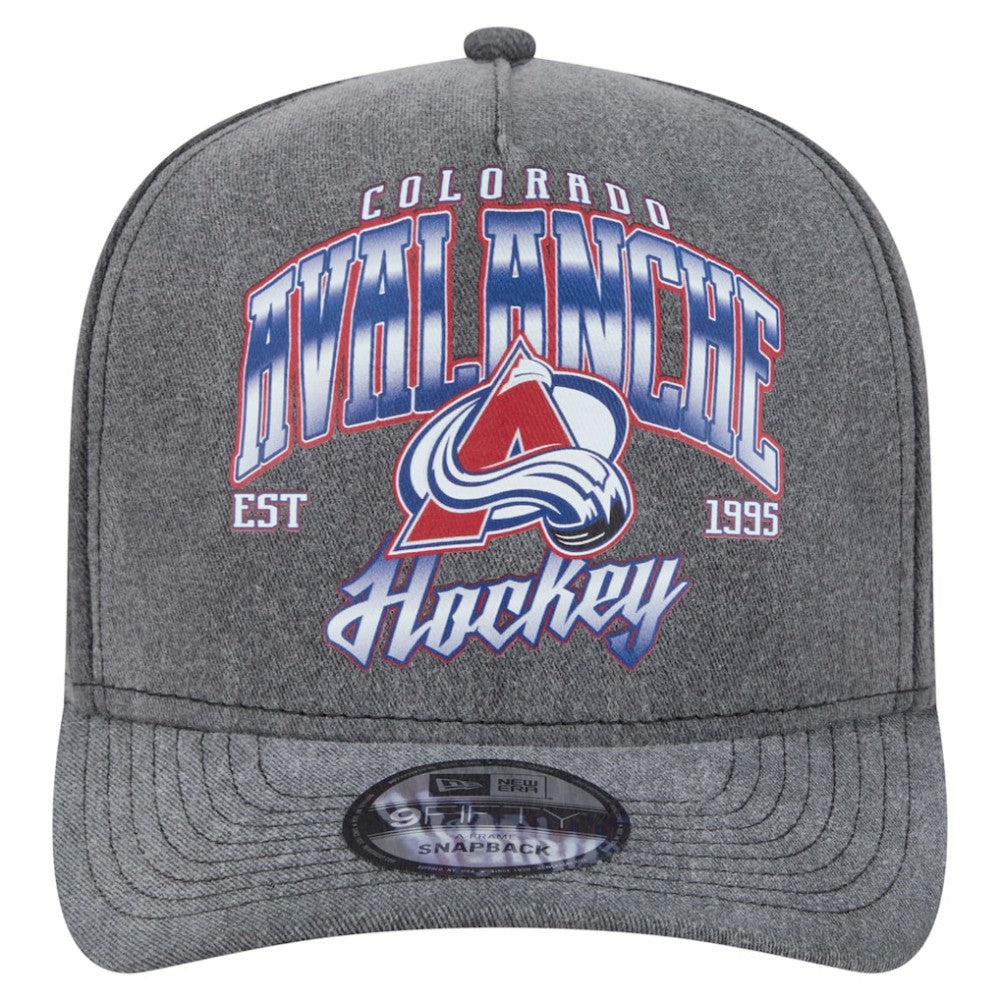 NHL Colorado Avalanche New Era Throwback Washed A-Frame Pre-Curved 9FIFTY Snapback Hat - Charcoal