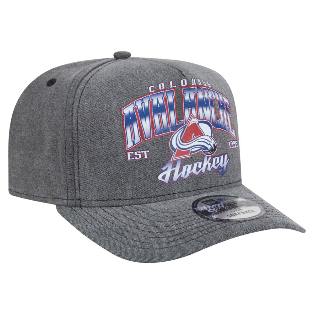 NHL Colorado Avalanche New Era Throwback Washed A-Frame Pre-Curved 9FIFTY Snapback Hat - Charcoal