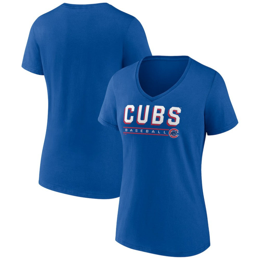 Chicago Cubs Women's Primary Play V-Neck T-Shirt - Royal T-shirts