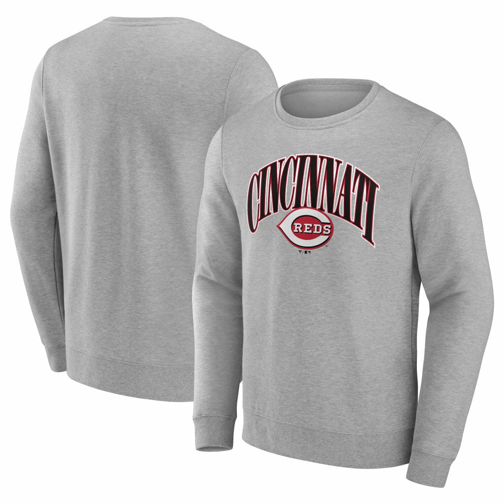 Cincinnati Reds Arch Pullover Sweatshirt - Gray Pullover