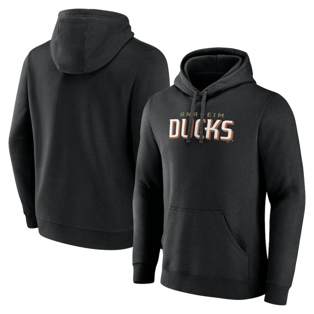NHL Anaheim Ducks Fanatics Wordmark Logo Fleece Pullover Hoodie - Black