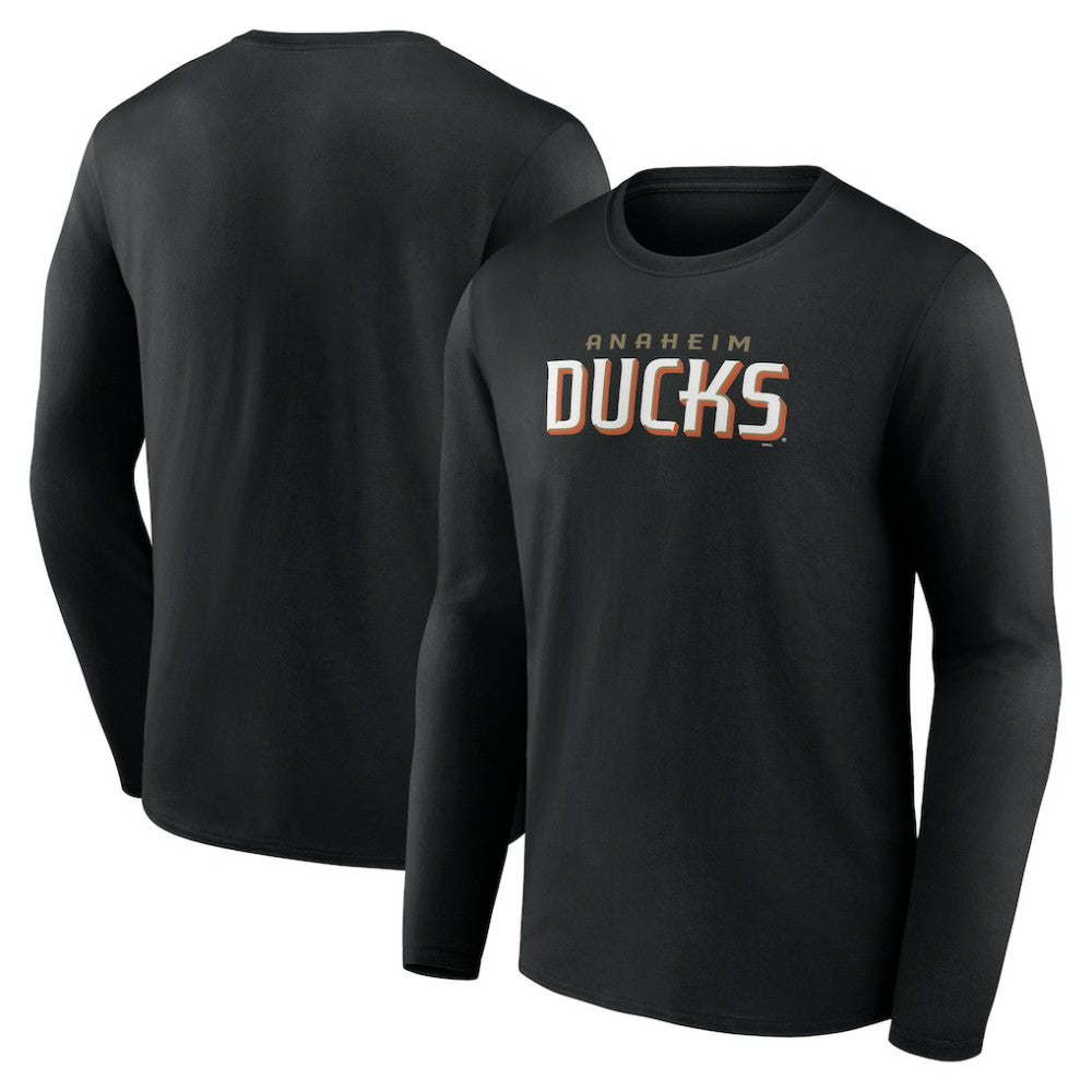 NHL Anaheim Ducks Fanatics Wordmark Logo Long Sleeve T-Shirt - Black