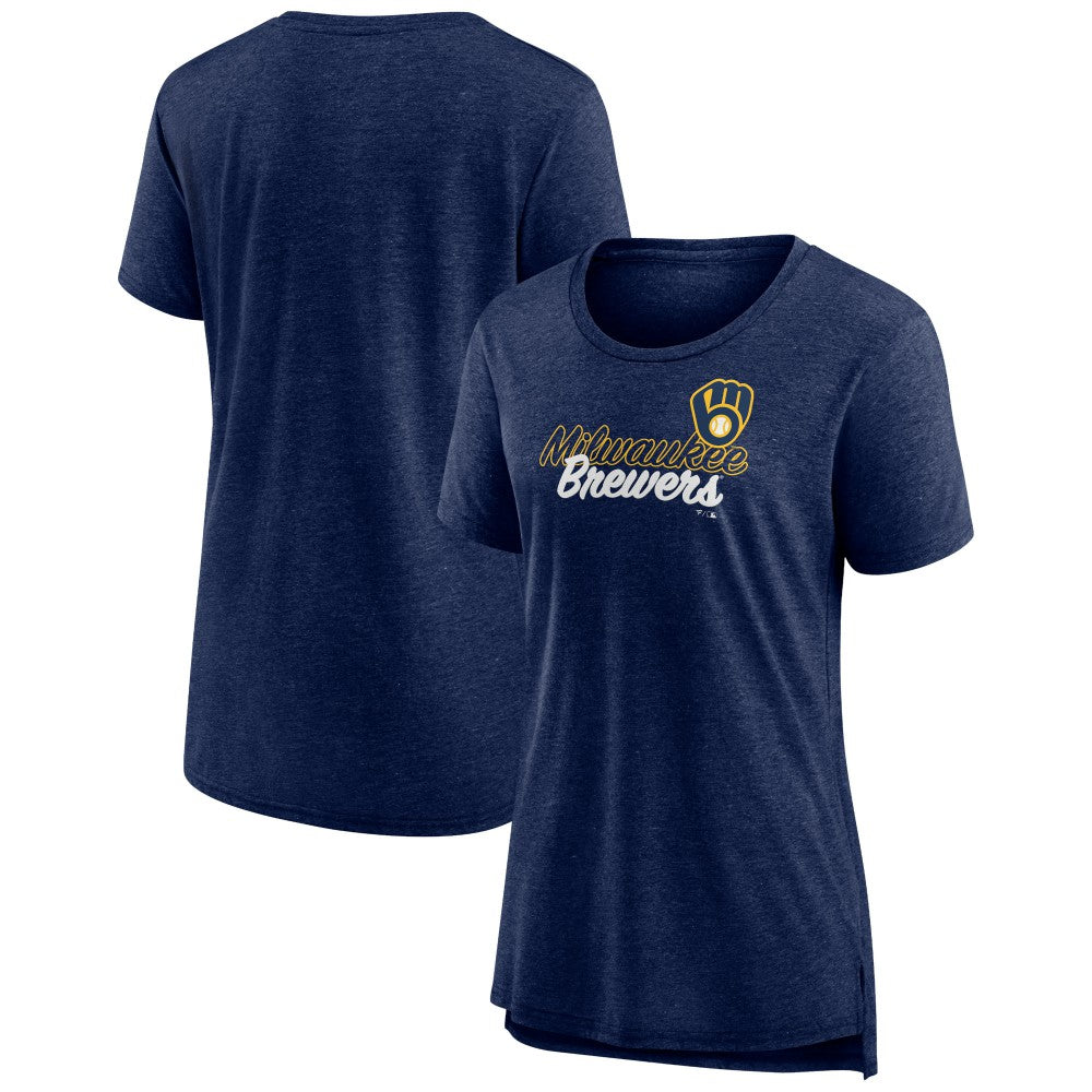 Milwaukee Brewers Women's Practice Time Tri-Blend T-Shirt - Navy T-shirts