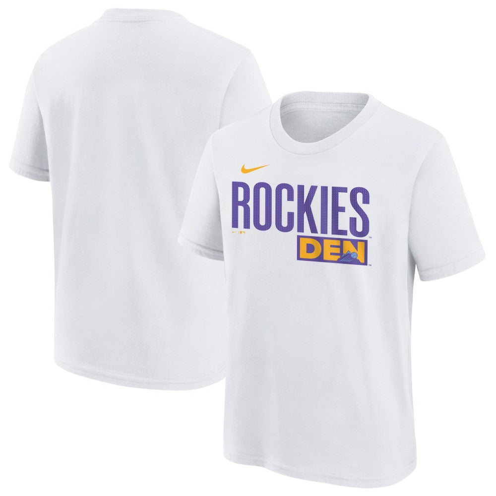 Colorado Rockies Nike Youth 2025 City Connect Wordmark T-Shirt - White T-shirts