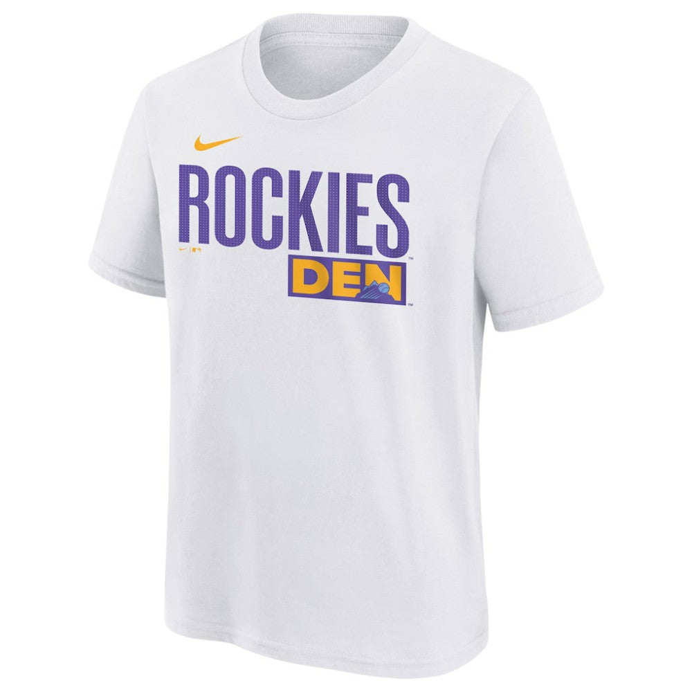 Colorado Rockies Nike Youth 2025 City Connect Wordmark T-Shirt - White T-shirts