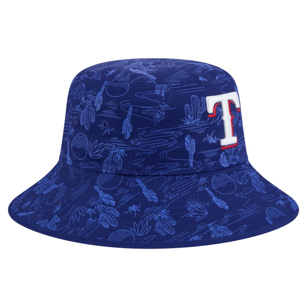 Texas Rangers New Era 2025 Spring Training All Over Print Bucket Hat - Dark Blue Hats