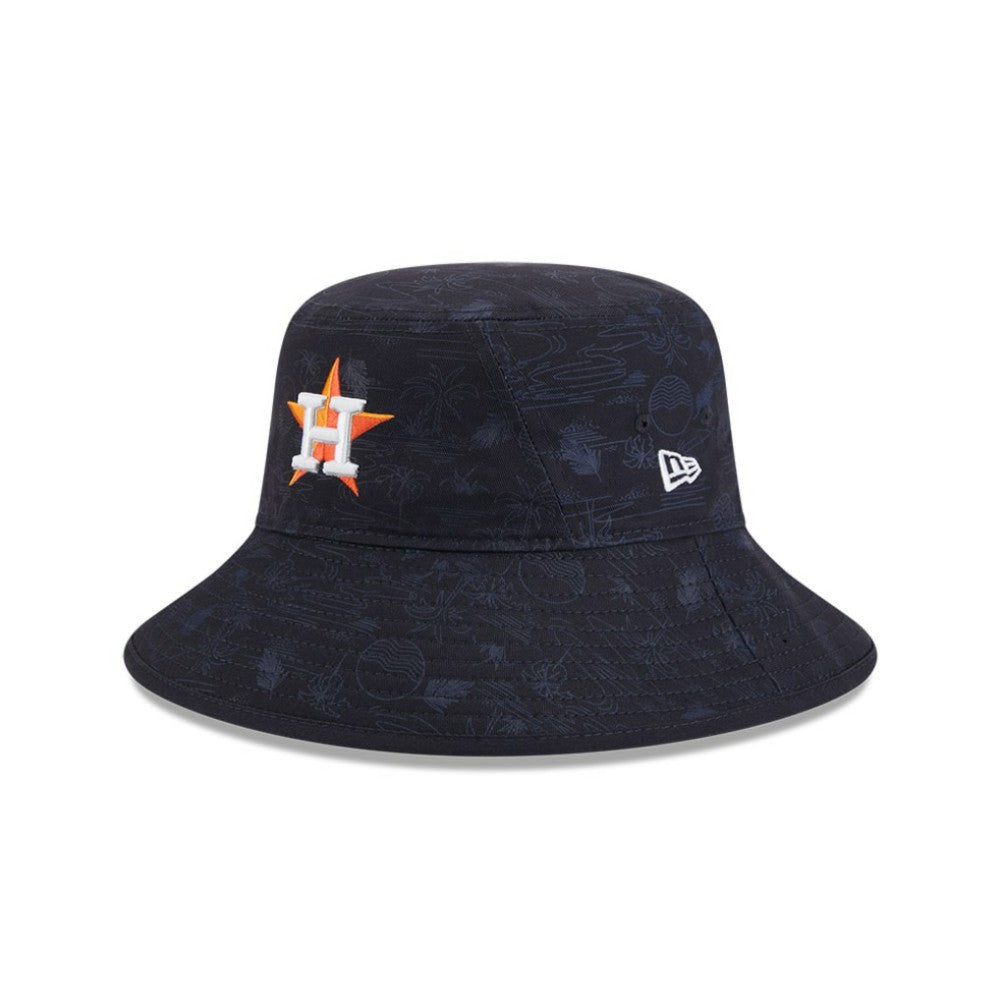 Houston Astros New Era Youth 2025 Spring Training All Over Print Bucket Hat - Navy Hats