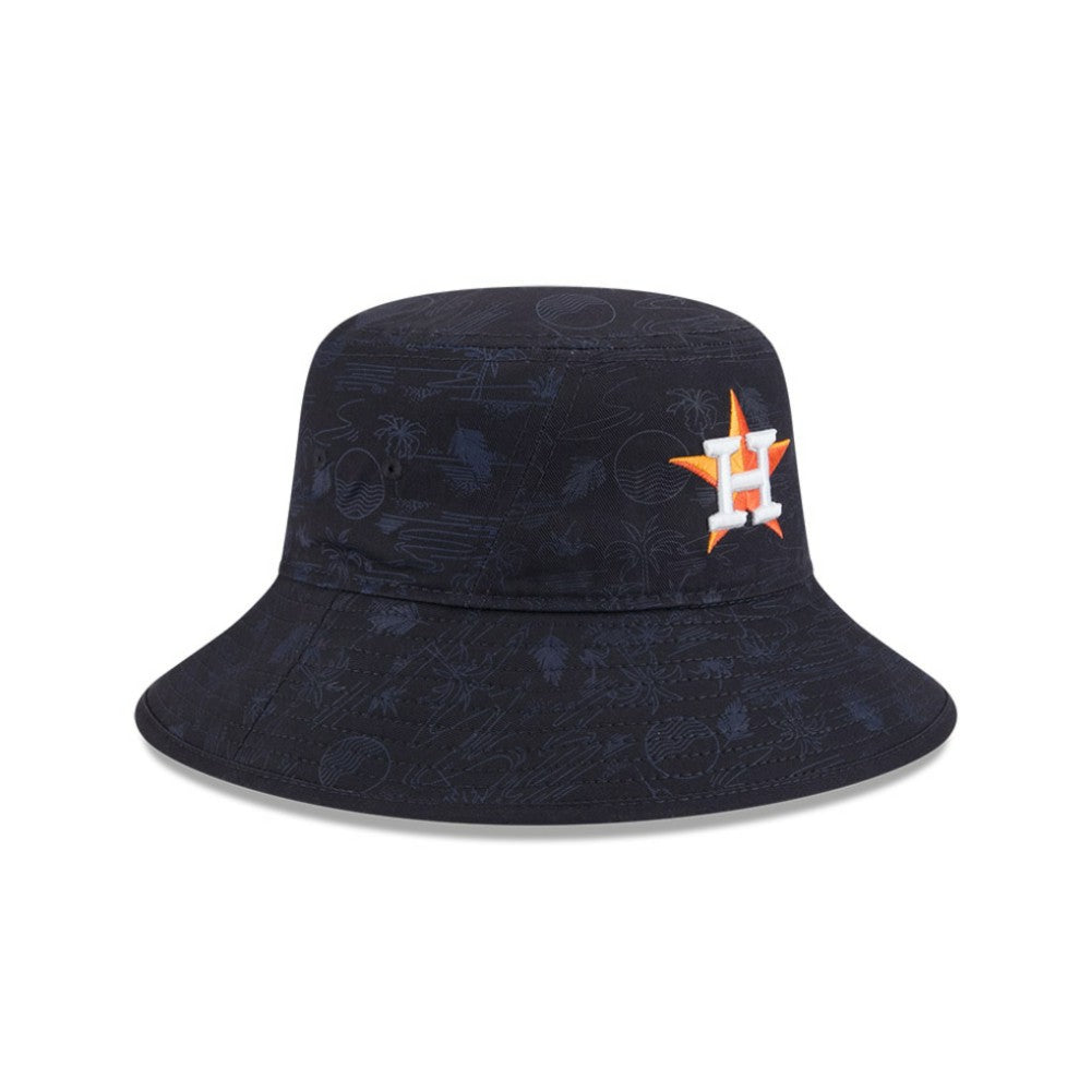 Houston Astros New Era Youth 2025 Spring Training All Over Print Bucket Hat - Navy Hats