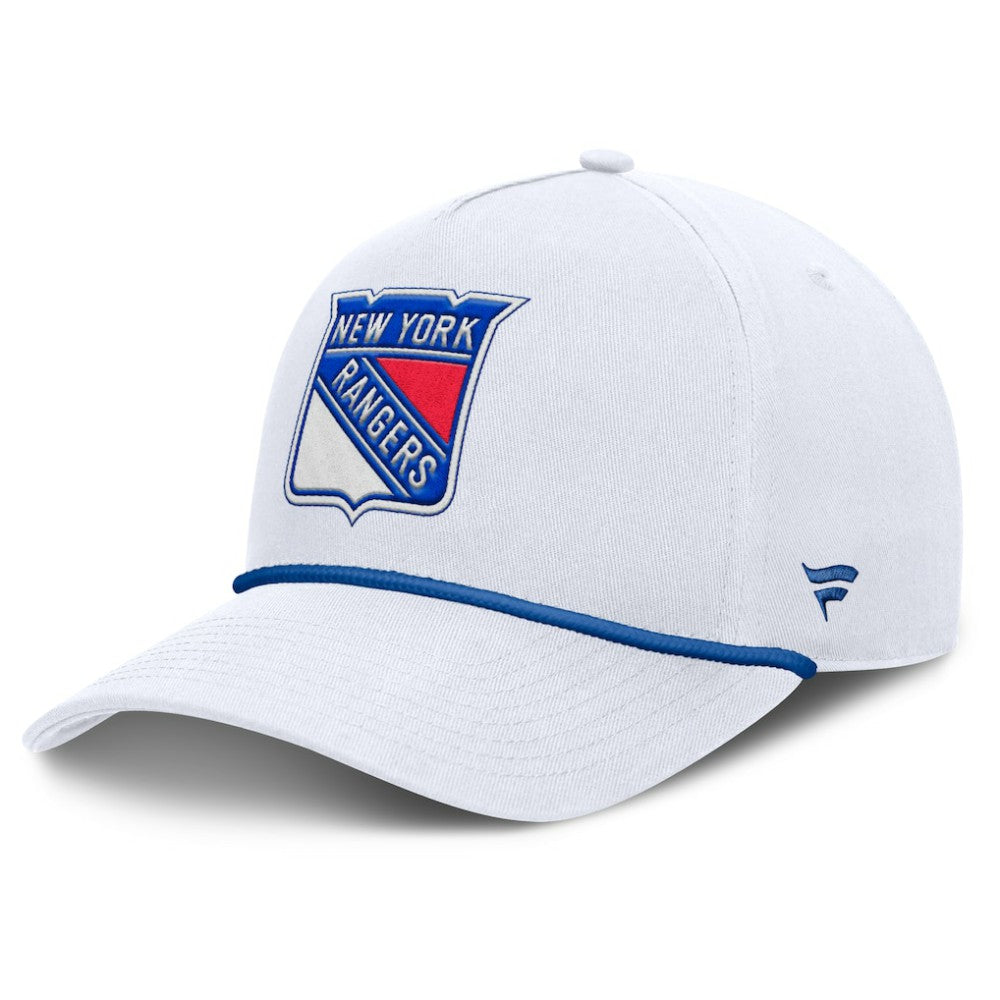 NHL New York Rangers Fanatics Rope A-Frame Adjustable Hat - White