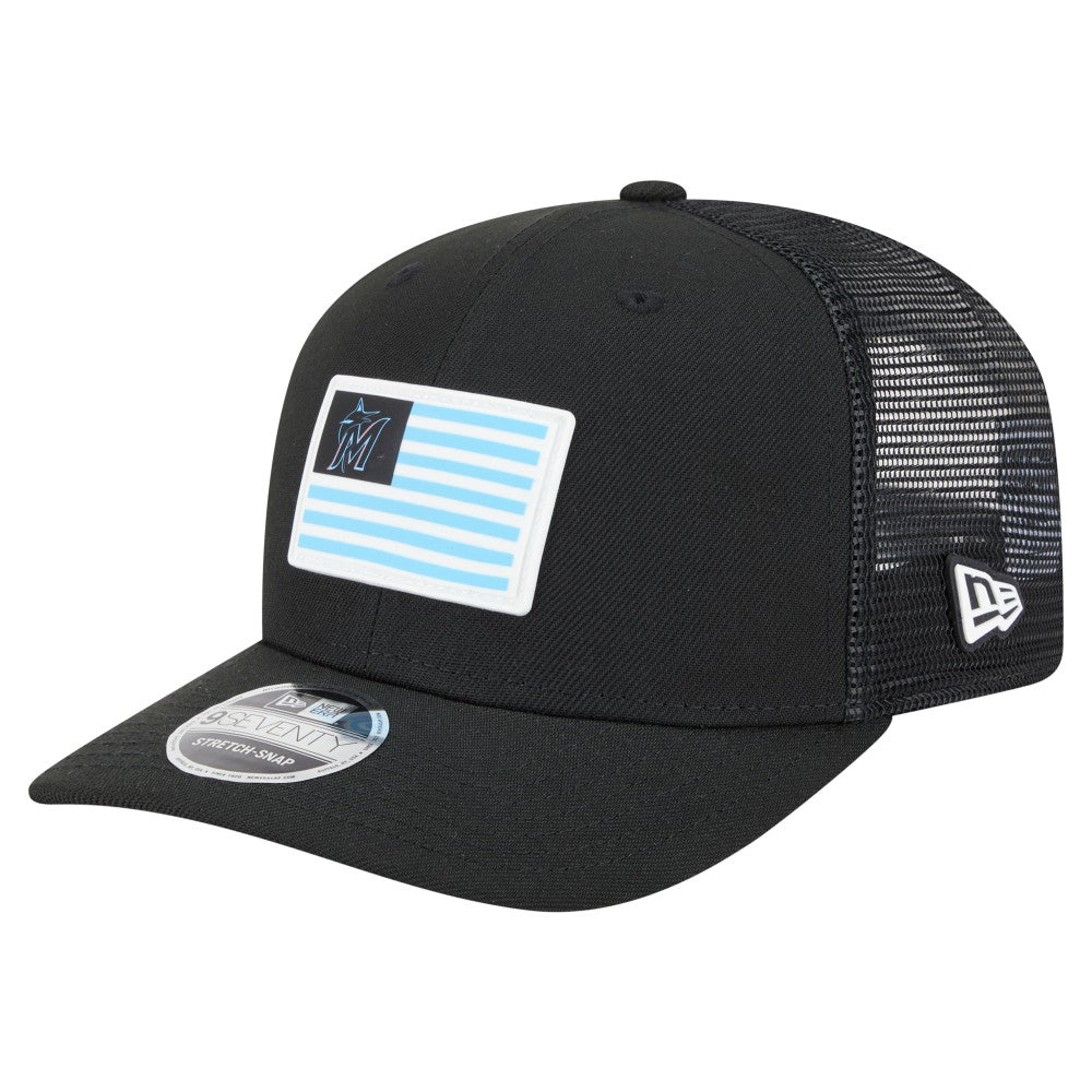 Miami Marlins New Era Flag 9SEVENTY Stretch-Snap Hat - Black Hats