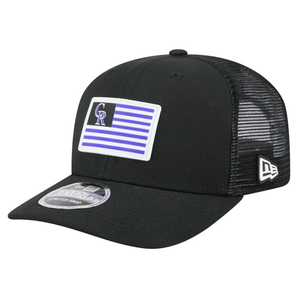 Colorado Rockies New Era Flag 9SEVENTY Stretch-Snap Hat - Black Hats