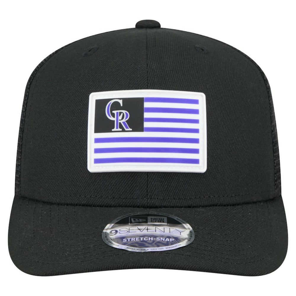 Colorado Rockies New Era Flag 9SEVENTY Stretch-Snap Hat - Black Hats