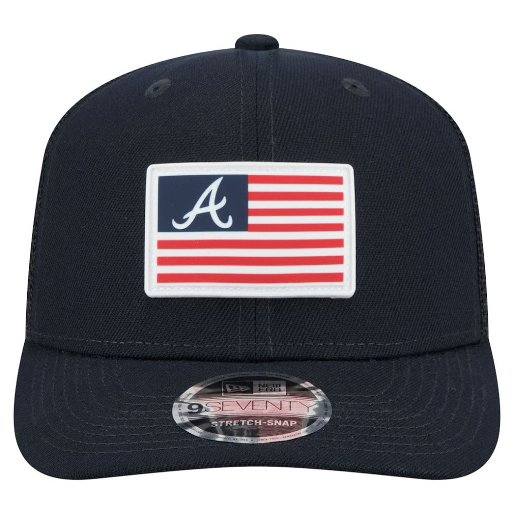 Atlanta Braves New Era Flag 9SEVENTY Stretch-Snap Hat - Navy Hats