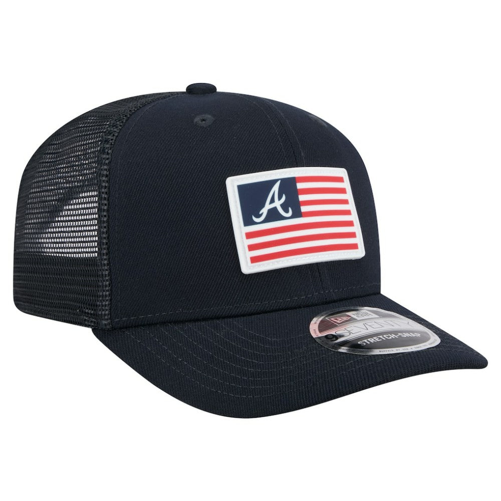 Atlanta Braves New Era Flag 9SEVENTY Stretch-Snap Hat - Navy Hats