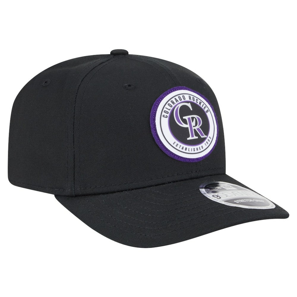 Colorado Rockies New Era Circle Patch 9SEVENTY Stretch-Snap Hat - Black Hats