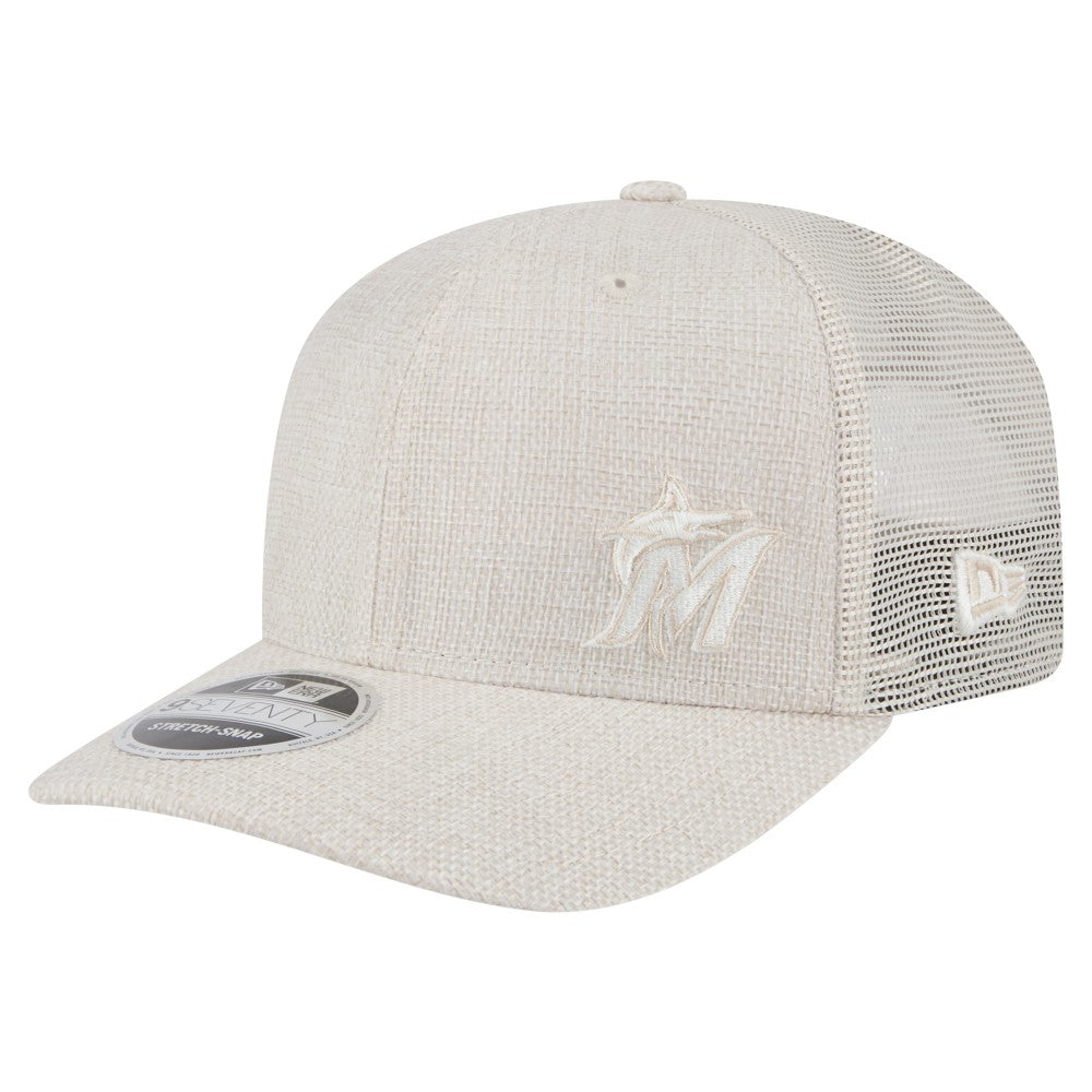 Miami Marlins New Era Flawless 9SEVENTY Stretch-Snap Hat - Light Beige Hats