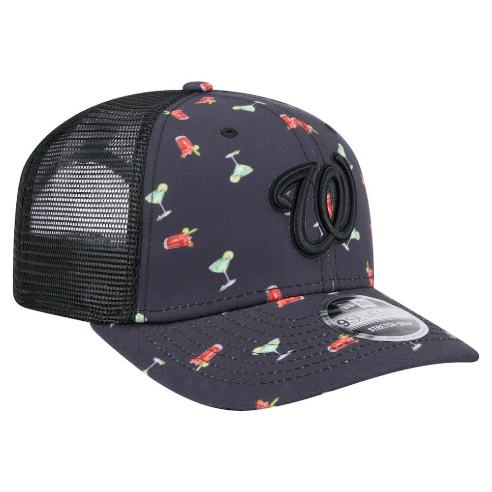 Washington Nationals New Era Adventure Drinks Pattern 9SEVENTY Stretch-Snap Hat - Black Hats