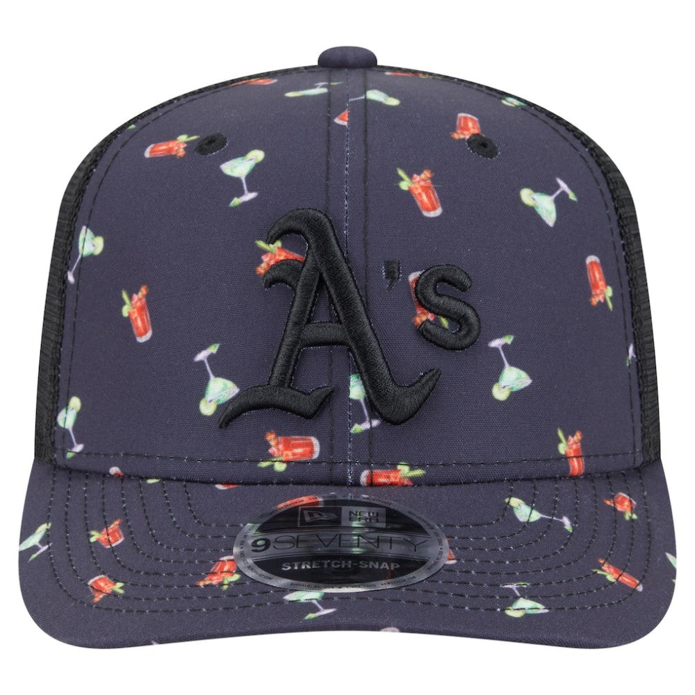 Athletics New Era Adventure Drinks Pattern 9SEVENTY Stretch-Snap Hat - Black Hats
