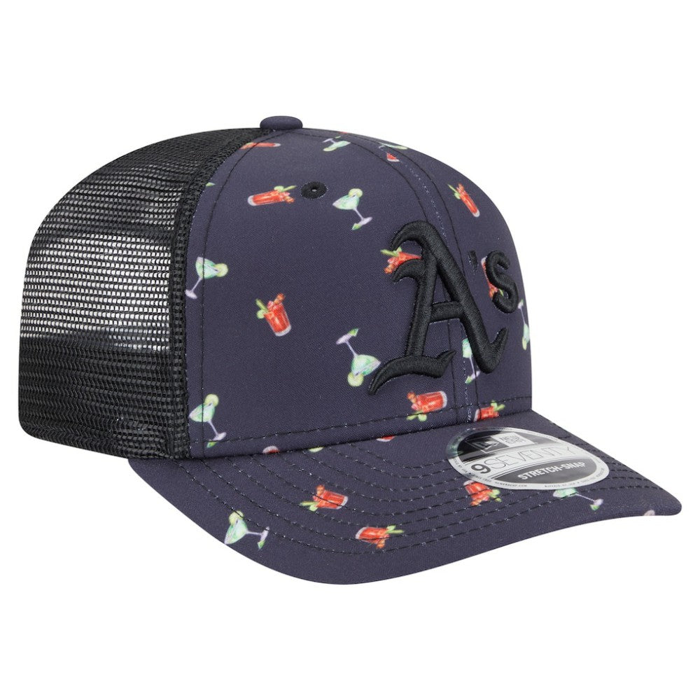 Athletics New Era Adventure Drinks Pattern 9SEVENTY Stretch-Snap Hat - Black Hats