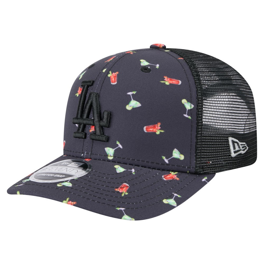 Los Angeles Dodgers New Era Adventure Drinks Pattern 9SEVENTY Stretch-Snap Hat - Black Hats