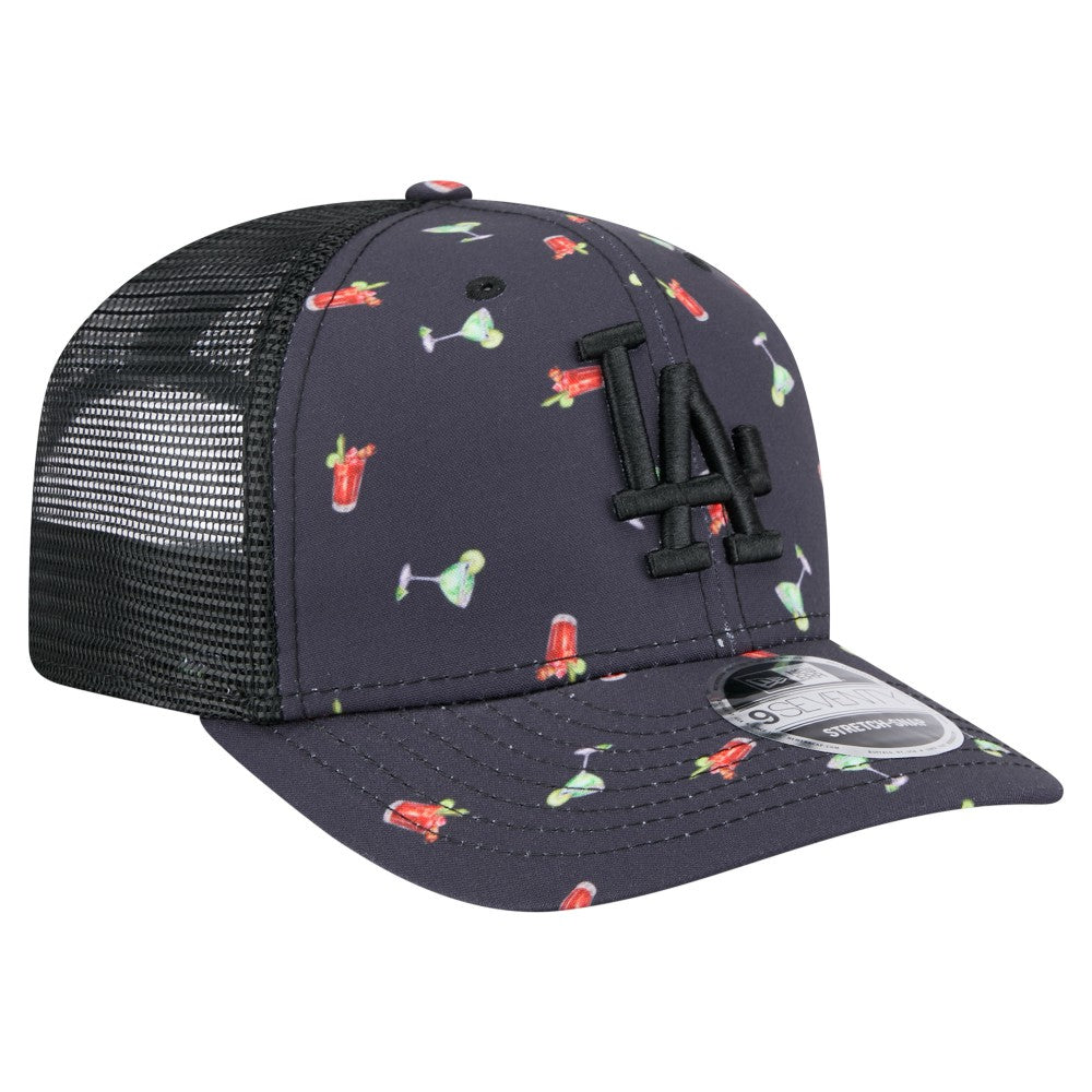 Los Angeles Dodgers New Era Adventure Drinks Pattern 9SEVENTY Stretch-Snap Hat - Black Hats