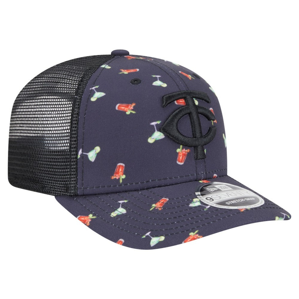 Minnesota Twins New Era Adventure Drinks Pattern 9SEVENTY Stretch-Snap Hat - Black Hats
