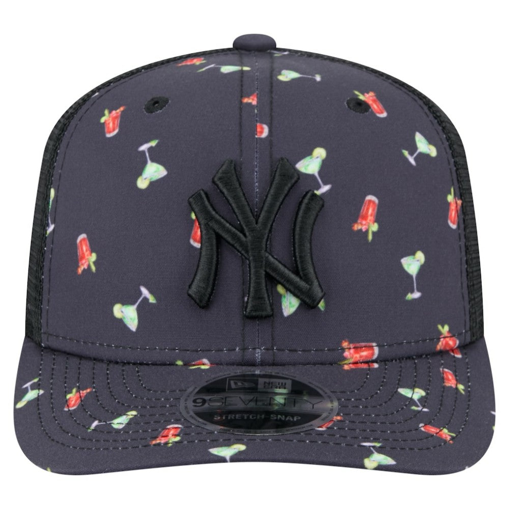 New York Yankees New Era Adventure Drinks Pattern 9SEVENTY Stretch-Snap Hat - Black Hats