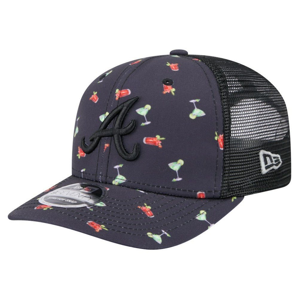 Atlanta Braves New Era Adventure Drinks Pattern 9SEVENTY Stretch-Snap Hat - Black Hats