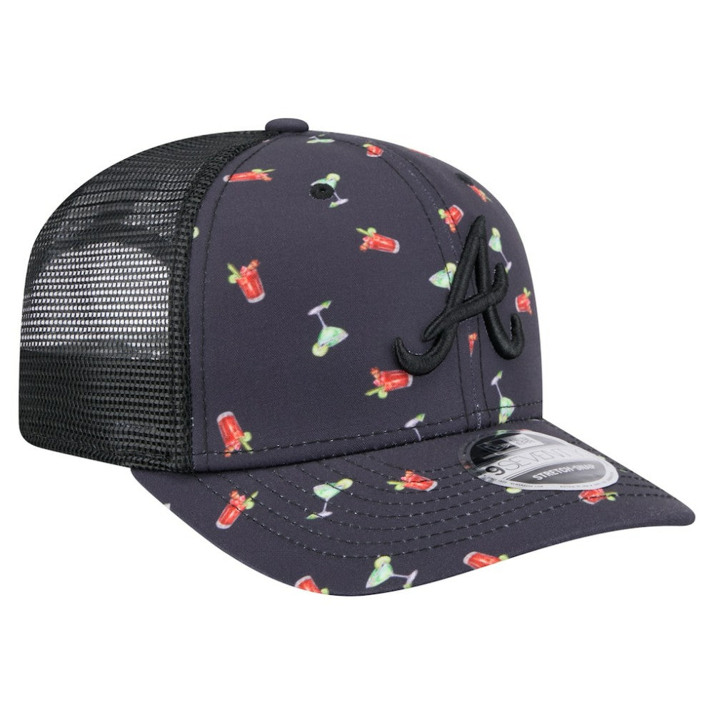 Atlanta Braves New Era Adventure Drinks Pattern 9SEVENTY Stretch-Snap Hat - Black Hats