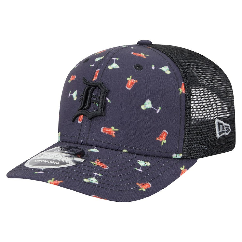 Detroit Tigers New Era Adventure Drinks Pattern 9SEVENTY Stretch-Snap Hat - Navy Hats
