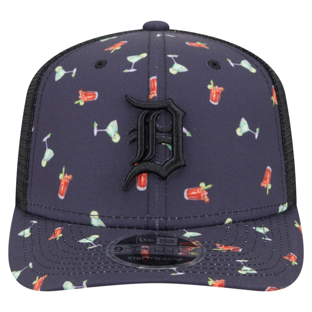 Detroit Tigers New Era Adventure Drinks Pattern 9SEVENTY Stretch-Snap Hat - Navy Hats
