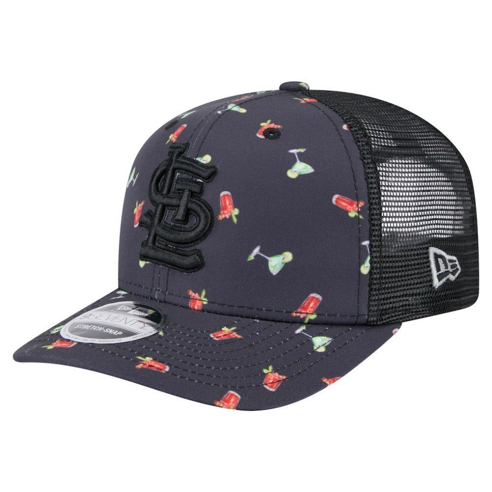 St. Louis Cardinals New Era Adventure Drinks Pattern 9SEVENTY Stretch-Snap Hat - Black Hats