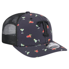 Texas Rangers New Era Adventure Drinks Pattern 9SEVENTY Stretch-Snap Hat - Black Hats