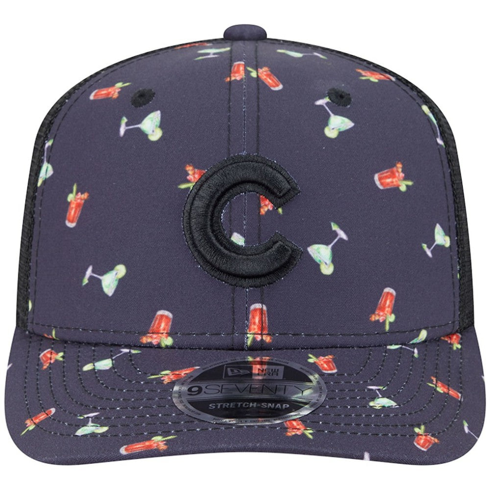 Chicago Cubs New Era Adventure Drinks Pattern 9SEVENTY Stretch-Snap Hat - Black Hats