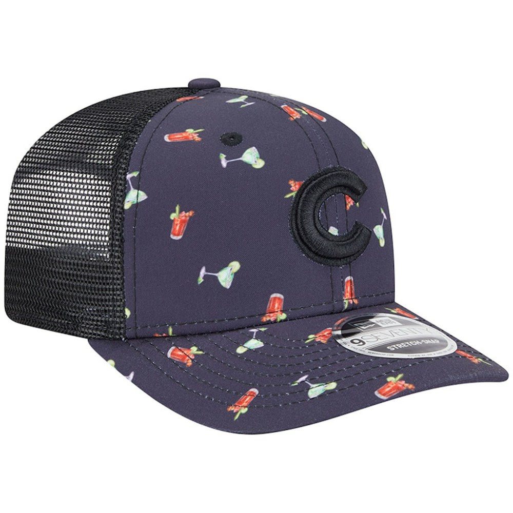 Chicago Cubs New Era Adventure Drinks Pattern 9SEVENTY Stretch-Snap Hat - Black Hats