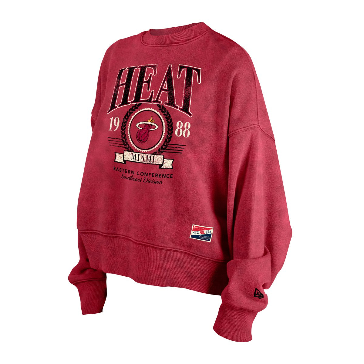 Miami Heat Women's Throwback Vintage Enzyme Wash Oversized Boxy Pullover Sweatshirt Red