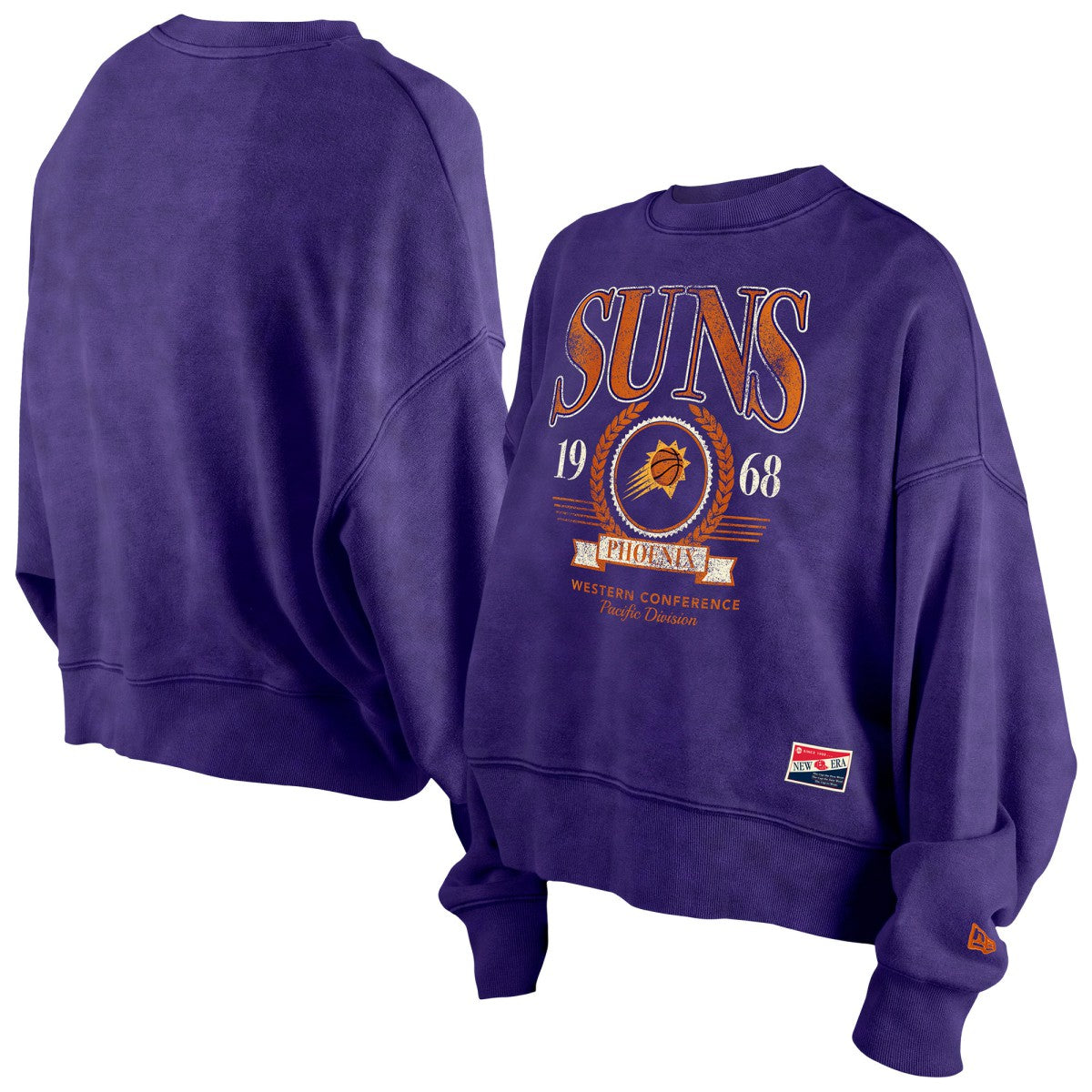 Phoenix Suns Women's Throwback Vintage Enzyme Wash Oversized Boxy Pullover Sweatshirt Purple