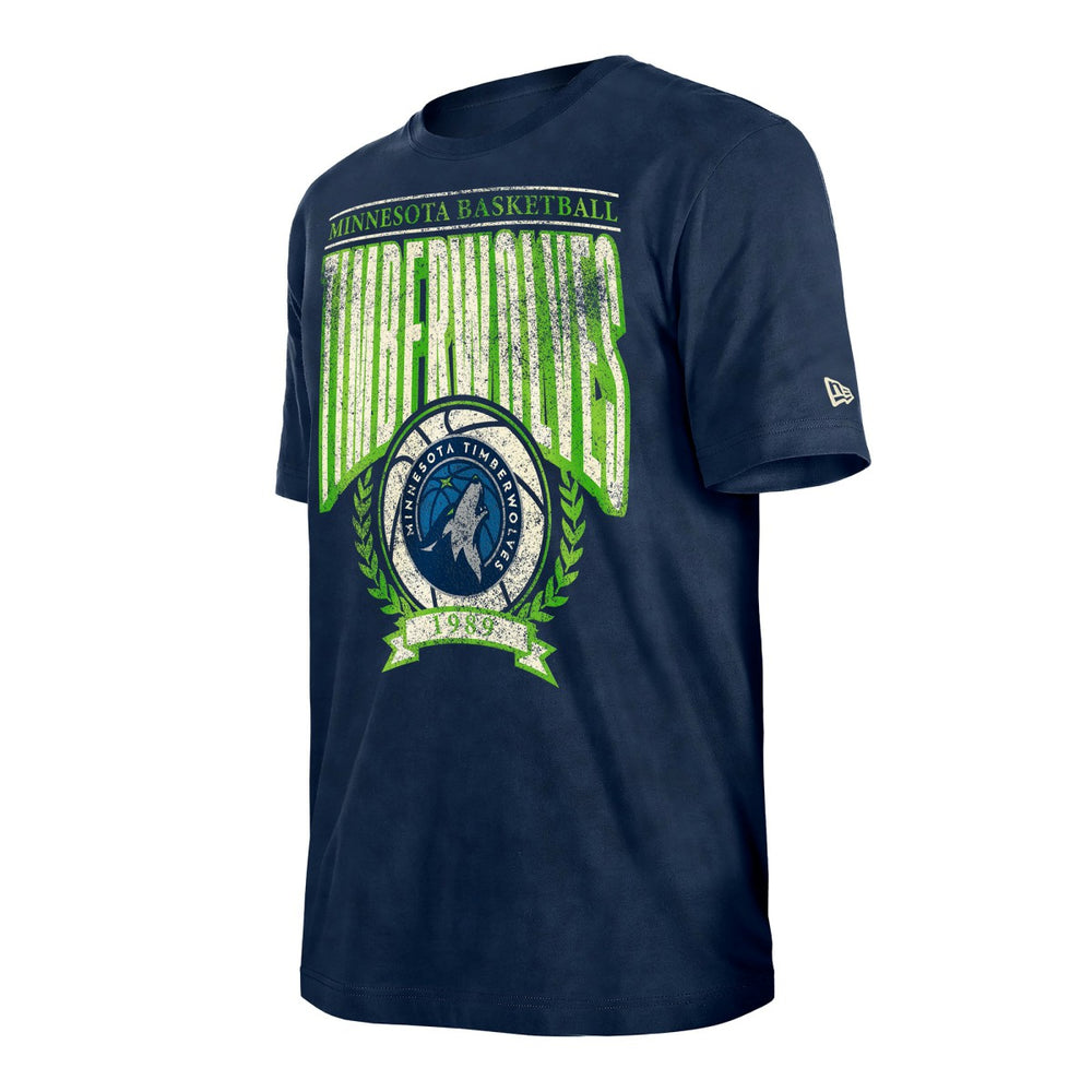 Minnesota Timberwolves Throwback Vintage Boxy Mineral Wash T-Shirt Navy