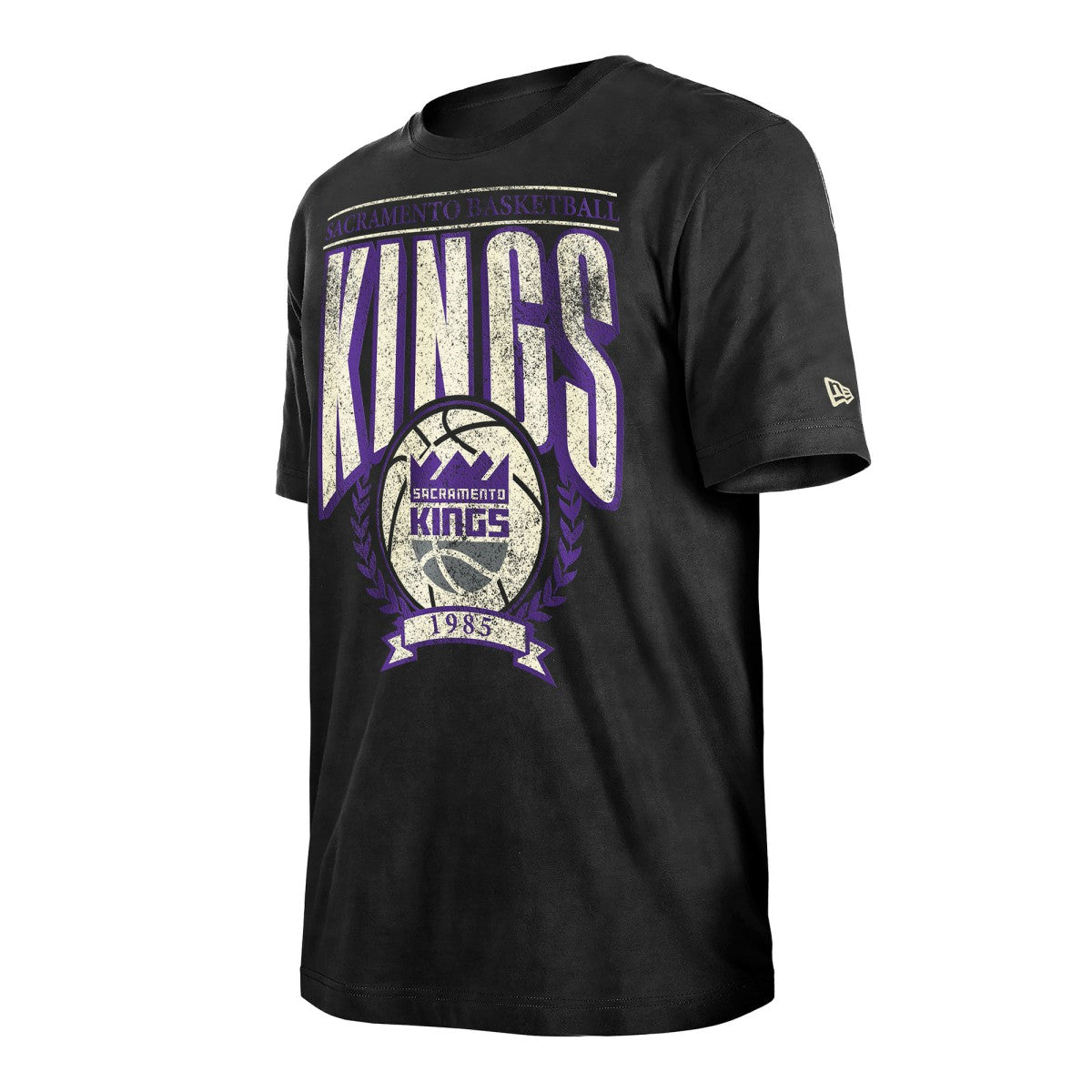 Sacramento Kings Throwback Vintage Boxy Mineral Wash T-Shirt Black