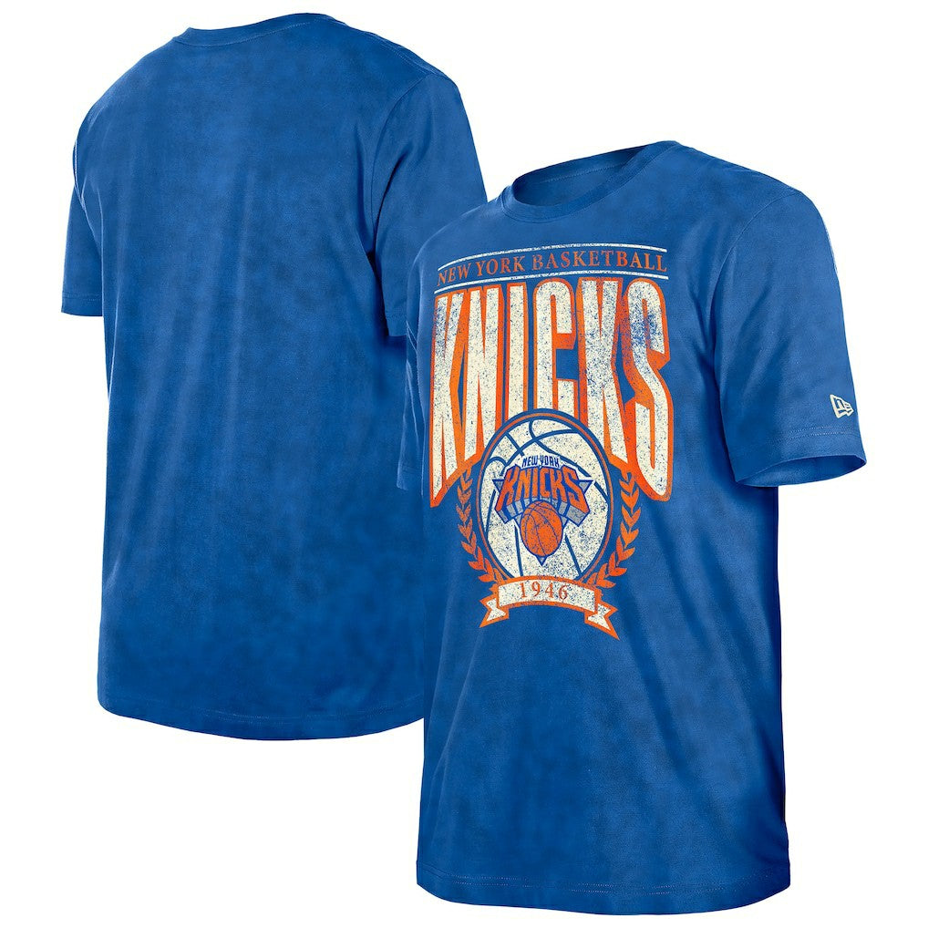 New York Knicks Throwback Vintage Boxy Mineral Wash T-Shirt Blue